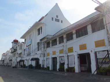 JAKARTA, INDONESIA - July 7, 2018: Old buildings beside Krukut River on Kali Besar, Kota Tua.