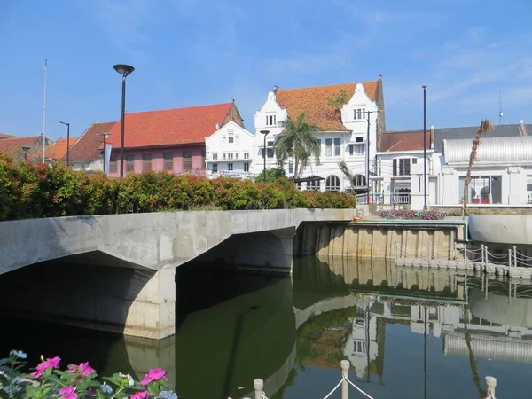 JAKARTA, INDONESIA - July 7, 2018: Water tunnels on Krukut River Kali Besar in Kota Tua.