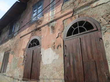 JAKARTA, INDONESIA - July 7, 2018: Abandoned old  building on Kali Besar, Kota Tua.