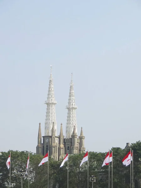 Jakarta Indonesië Augustus 2018 Torens Van Mary Van Kathedraal Van — Stockfoto