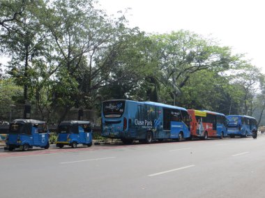 JAKARTA, INDONESIA - August 2, 2018: Urban transportation on Jalan Katedral.