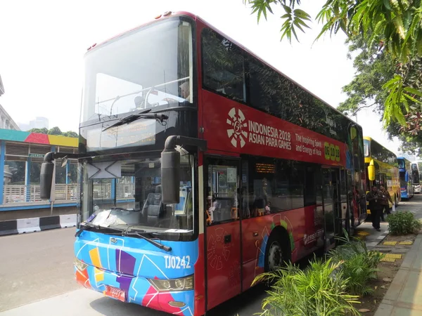 Jakarta Indonesien August 2018 Der Jakarta Explorer Bus Transjakarta City — Stockfoto