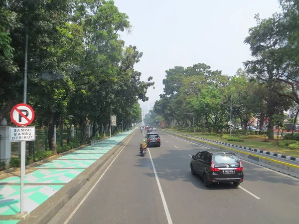 Jakarta Indonésia Agosto 2018 Tráfego Sobre Jalan Merdeka Barat — Fotografia de Stock