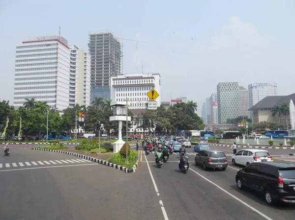 Jakarta Indonésia Agosto 2018 Tráfego Sobre Jalan Merdeka Barat — Fotografia de Stock