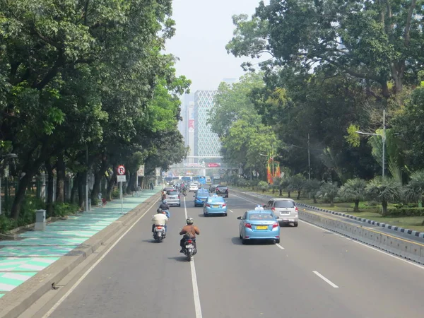 Jakarta Indonesien August 2018 Verkehr Auf Jalan Merdeka Barat — Stockfoto