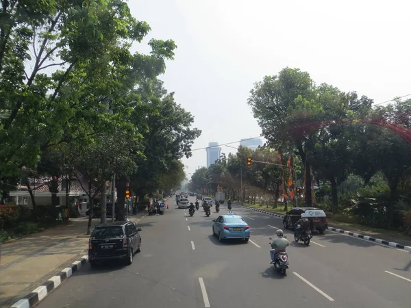 Jakarta Indonésia Agosto 2018 Tráfego Jalan Merdeka Selatan — Fotografia de Stock