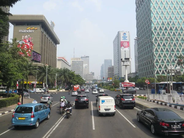 Jakarta Endonezya Ağustos 2018 Jalan Thamrin Trafiği Thamrin Yolu — Stok fotoğraf
