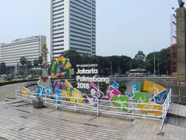 Jakarta Indonesia Agosto 2018 Segnaletica Dei Giochi Asiatici 2018 Conteggio — Foto Stock