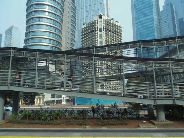 Jakarta, Endonezya - 2 Ağustos 2018: Cityscape Sudirman bölge.