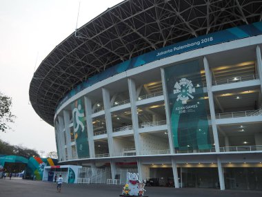 JAKARTA, INDONESIA - August 24, 2018: Gelora Bung Karno (GBK) main stadium in GBK sports complex, Senayan.