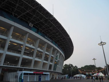 JAKARTA, INDONESIA - August 24, 2018: Gelora Bung Karno (GBK) main stadium in GBK sports complex, Senayan.