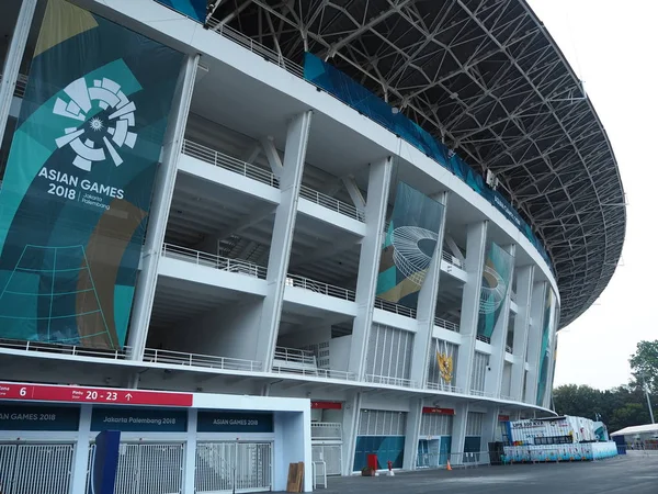 JAKARTA, INDONESIA - August 24, 2018: Gelora Bung Karno (GBK) main stadium in GBK sports complex, Senayan.