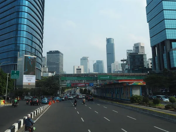 Jakarta Indonésie Août 2018 Circulation Sur Jalan Sudirman Sudirman Road — Photo