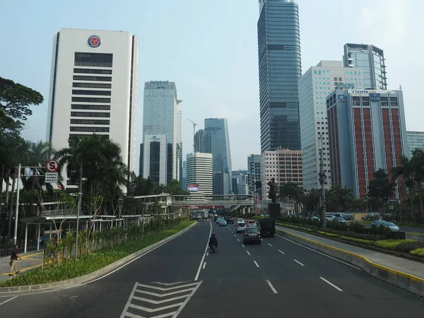 Jakarta Indonésie Août 2018 Circulation Sur Jalan Sudirman Sudirman Road — Photo