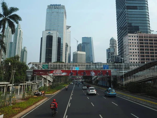 Jakarta Indonésie Août 2018 Circulation Sur Jalan Sudirman Sudirman Road — Photo