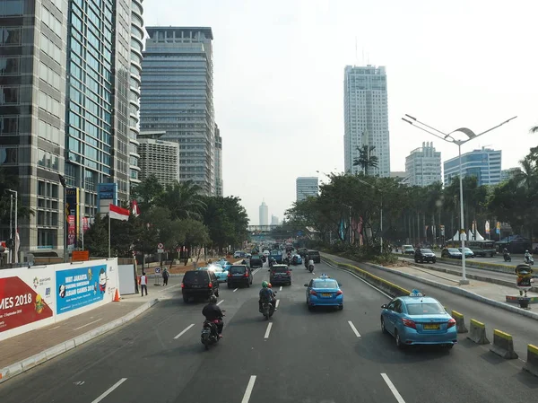 Jakarta Indonésia Agosto 2018 Tráfego Jalan Sudirman Torno Sudirman Central — Fotografia de Stock