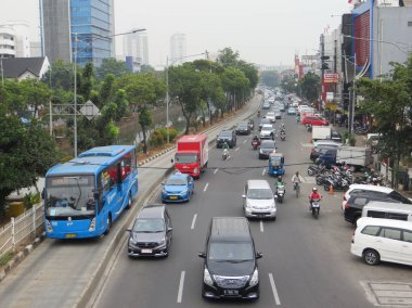 JAKARTA, INDONESIA - August 7, 2018: Traffic on Jalan Juanda.
