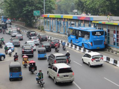 JAKARTA, INDONESIA - August 7, 2018: Traffic on Jalan Juanda.