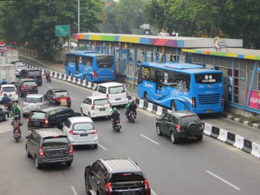 JAKARTA, INDONESIA - August 7, 2018: Traffic on Jalan Juanda.