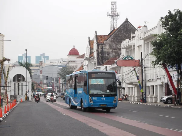 Jacarta Indonésia Agosto 2018 Tráfego Jalan Kali Besar Kota Tua — Fotografia de Stock