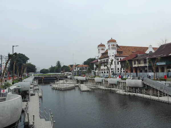 Jakarta Indonesia Agustus 2018 Bangunan Kolonial Belanda Kuno Samping Sungai — Stok Foto