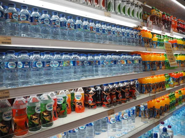 Tangerang Indonésia Agosto 2018 Vários Tipos Sucos Água Frutas Engarrafadas — Fotografia de Stock