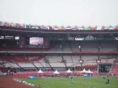 Jakarta, Endonezya - 12 Ekim 2018: atletizm Stadyumu Gelora tıkamak Karno.