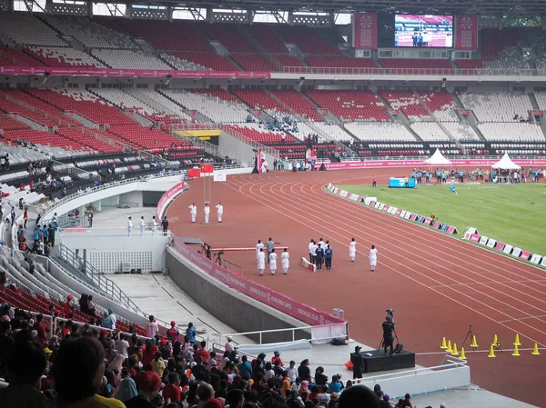 Jacarta Indonésia Outubro 2018 Espectadores Assistem Cerimônia Vitória Para Atlético — Fotografia de Stock