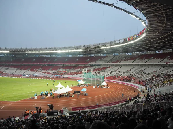 Yakarta Indonesia Octubre 2018 Espectadores Juegos Atletismo Para Estadio Principal — Foto de Stock