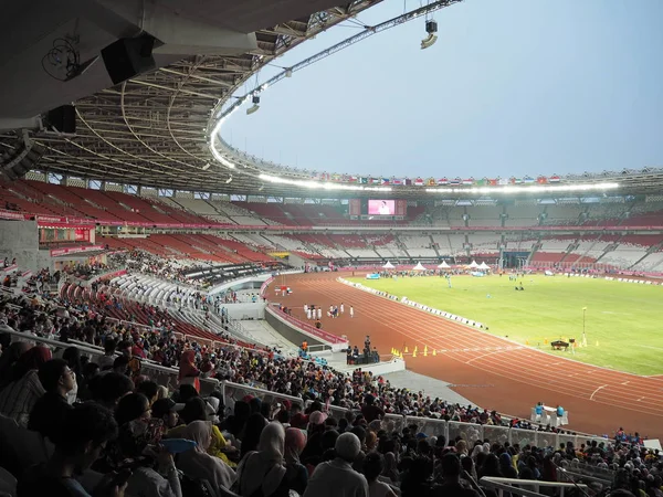 Jacarta Indonésia Outubro 2018 Espectadores Assistem Cerimônia Vitória Para Atlético — Fotografia de Stock