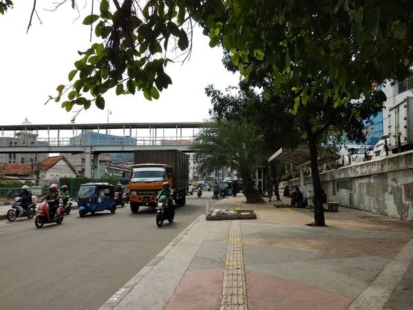 Jakarta Indonesia November 2017 Wide Pedestrian Sidewalk Jalan Fachrudin Tanah — 图库照片