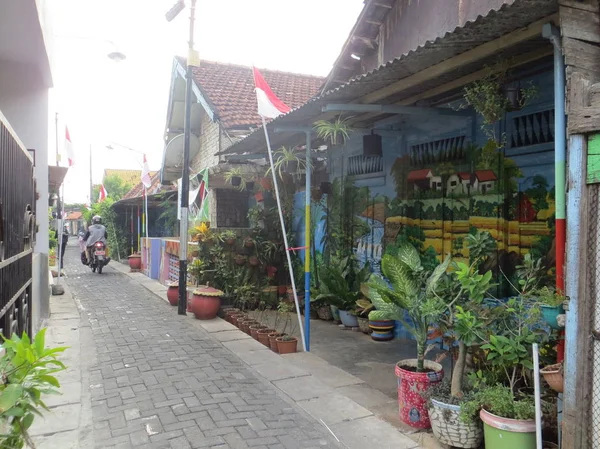 Semarang Indonesien Oktober 2018 Traditionelle Indonesische Häuser Dorf Kampung Batik — Stockfoto