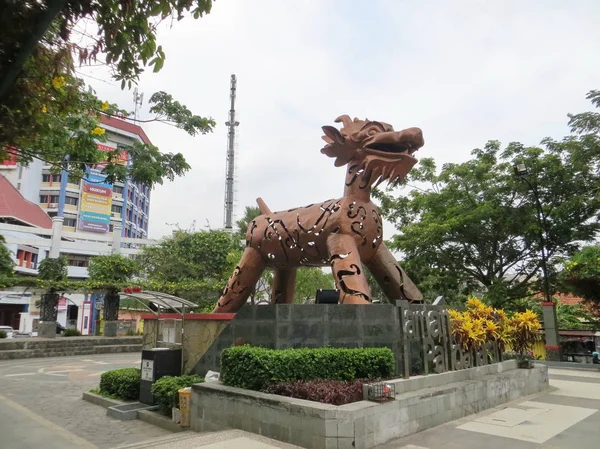 Taman Pandanaran에서 인도네시아 2018 Warak Ngendog 조각상은 도시에서 다양성의 — 스톡 사진