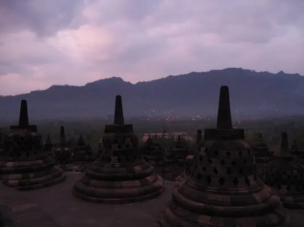 Magelang Indonesien Oktober 2018 Borobudur Temple Gryningen Borobudur Världens Största — Stockfoto