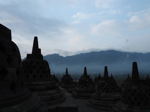 Magelang Indonézia 2018 Október Borobudur Templom Hajnal Borobudur Világ Legnagyobb — Stock Fotó