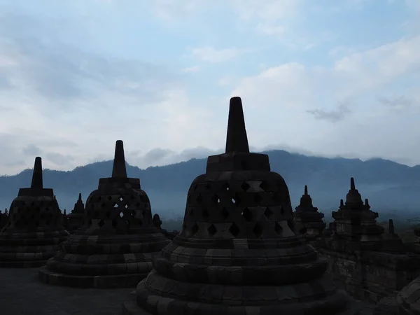 Magelang Indonesien Oktober 2018 Borobudur Temple Gryningen Borobudur Världens Största — Stockfoto