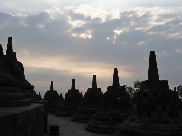 Magelang Indonesia Octubre 2018 Templo Borobudur Amanecer Borobudur Monumento Budista — Foto de Stock