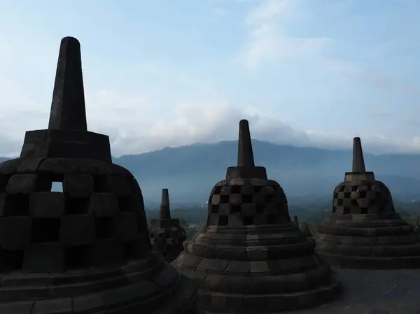 Magelang Indonesia Octubre 2018 Templo Borobudur Amanecer Borobudur Monumento Budista — Foto de Stock