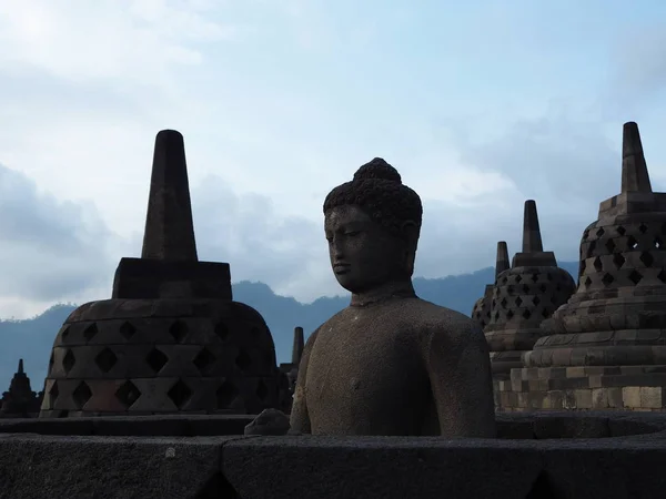 Magelang Indonézia 2018 Október Borobudur Templom Reggel Borobudur Világ Legnagyobb — Stock Fotó