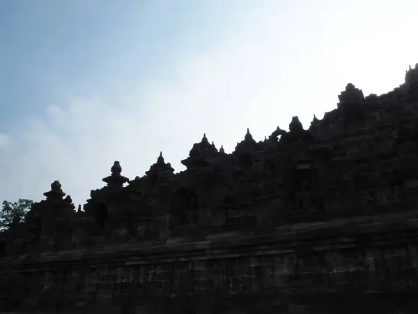 Magelang Indonesien Oktober 2018 Siluett Borobudur Temple Morgonen — Stockfoto