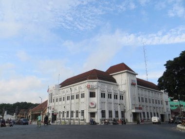 Yogyakarta, Indonesia - October 31, 2018: BNI Building at Kawasan Titik Nol Kilometer (Kilometer Zero Point), an old Dutch colonial building.