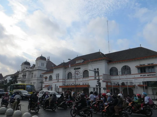 Yogyakarta Indonésia Outubro 2018 Tráfego Kawasan Titik Nol Quilômetro Ponto — Fotografia de Stock