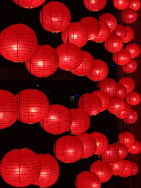 Kırmızı fener dekorasyon Çin yeni yılı veya Çin Bahar Festivali.