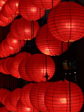 Kırmızı fener dekorasyon Çin yeni yılı veya Çin Bahar Festivali.
