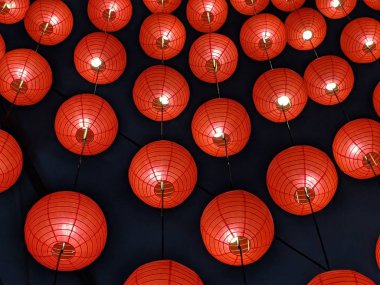 Kırmızı fener dekorasyon Çin yeni yılı veya Çin Bahar Festivali.