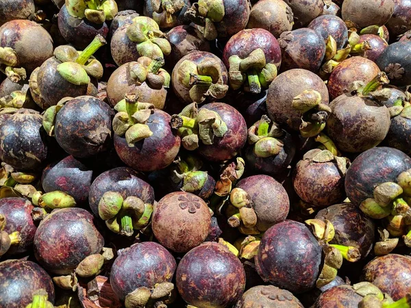 Tangerang Indonesia January 2019 Pile Mangosteens Sale Supermarket Stock Image