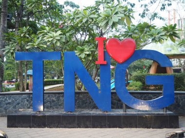 Tangerang, Endonezya - 19 Ekim 2018: Ben tabela seviyorum Taman Potret, Tangerang.