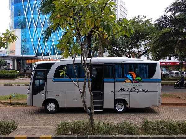 Tangerang Indonesien Januar 2018 Zusammenfassung Intercity Shuttle Bus Wartehäuschen — Stockfoto