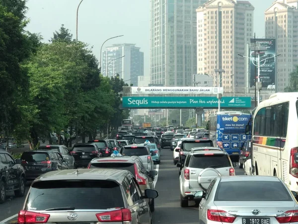 Jakarta Indonesien Mai 2018 Morgendlicher Berufsverkehr Auf Dem Inneren Ring — Stockfoto