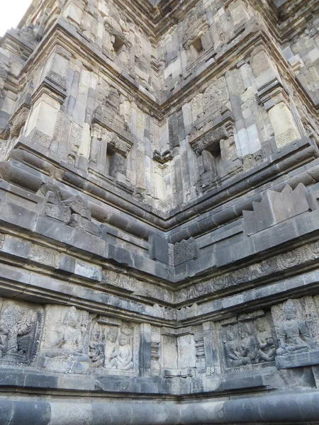 Yogyakarta Indonésie Octobre 2018 Sculptures Relief Sur Mur Temple Prambanan — Photo